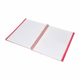 Cuaderno espiral navigator a4 micro tapa forrada 80h 80gr cuadro 5mm 1 banda color rojo