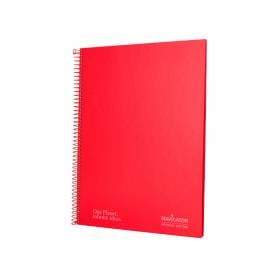 Cuaderno espiral navigator a4 micro tapa forrada 80h 80gr cuadro 5mm 1 banda color rojo