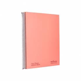 Cuaderno espiral navigator a4 micro tapa forrada 80h 80gr cuadro 5mm 1 banda color coral