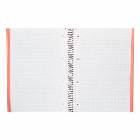 Cuaderno espiral navigator a4 micro tapa forrada 80h 80gr cuadro 5mm 1 banda color coral