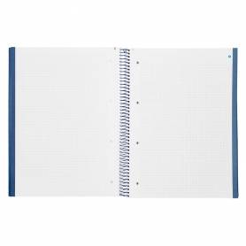 Cuaderno espiral navigator a4 micro tapa forrada 80h 80gr cuadro 5mm una banda color azul marino