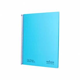 Cuaderno espiral navigator a4 micro tapa forrada 80h 80gr horizontal 1 banda color celeste