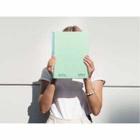 Cuaderno espiral navigator a4 micro tapa forrada 80h 80gr horizontal 1 banda color menta