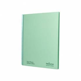 Cuaderno espiral navigator a4 micro tapa forrada 80h 80gr horizontal 1 banda color menta