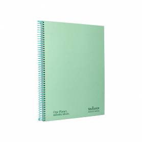 Cuaderno espiral navigator a4 micro tapa forrada 80h 80gr horizontal 1 banda color menta