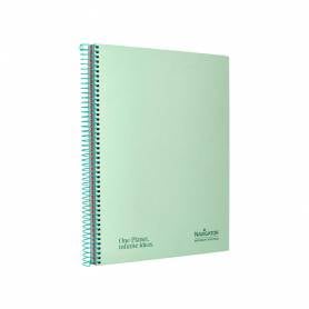 Cuaderno espiral navigator a4 micro tapa forrada 120h 80gr cuadro 5mm 5 bandas 4 taladros color menta