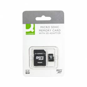 Memoria sd micro q-connect flash 64 gb clase 10 con adaptador