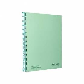 Cuaderno espiral navigator a4 tapa dura 80h 80gr cuadro 4mm con margen menta