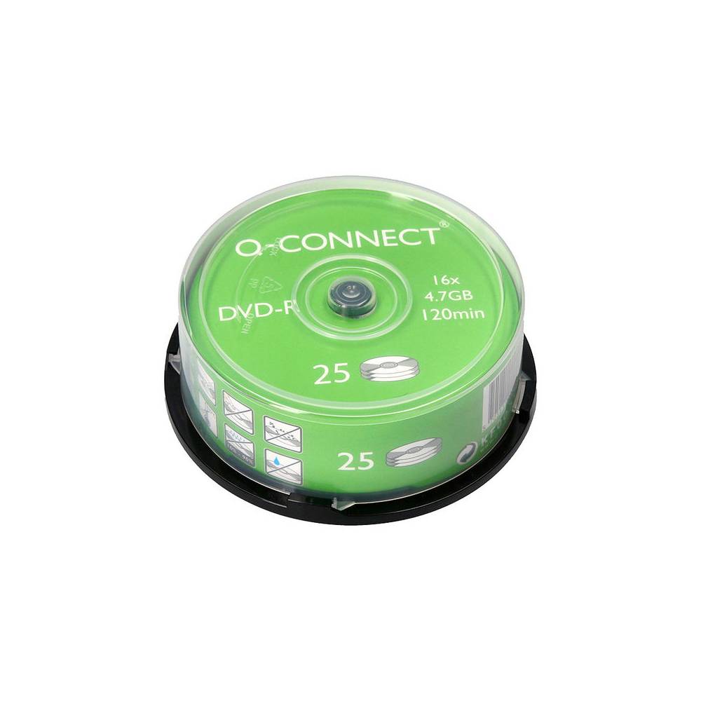 Dvd-r q-connect capacidad 4,7gb duracion 120min velocidad 16x bote de 25 unidades