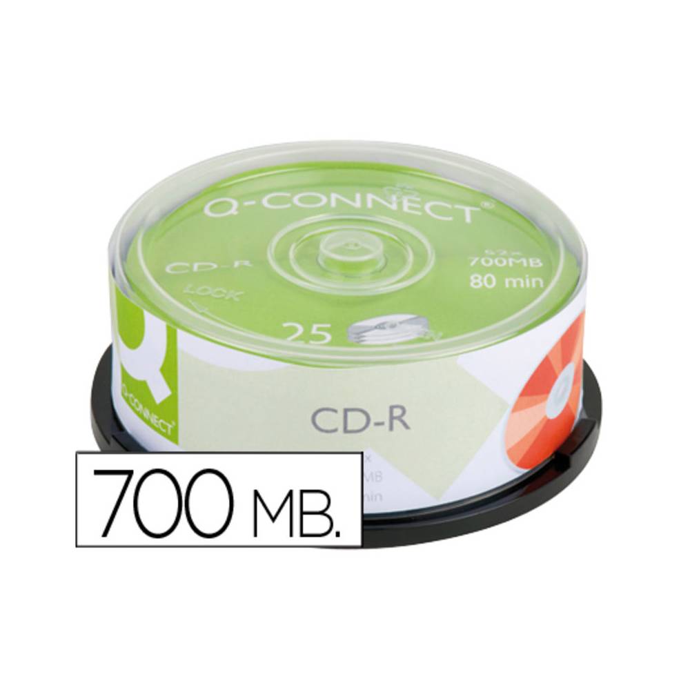 Cd-r q-connect capacidad 700mb duracion 80min velocidad 52x bote de 25 unidades