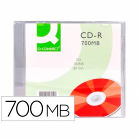 Cd-r q-connect capacidad 700mb duracion 80min velocidad 52x caja slim