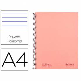 Cuaderno espiral navigator a4 tapa dura 80h 80gr horizontal con margen coral