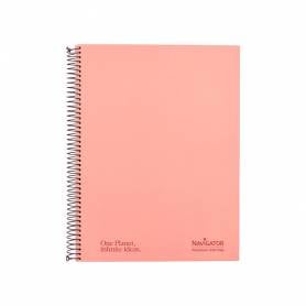 Cuaderno espiral navigator a4 tapa dura 80h 80gr horizontal con margen coral