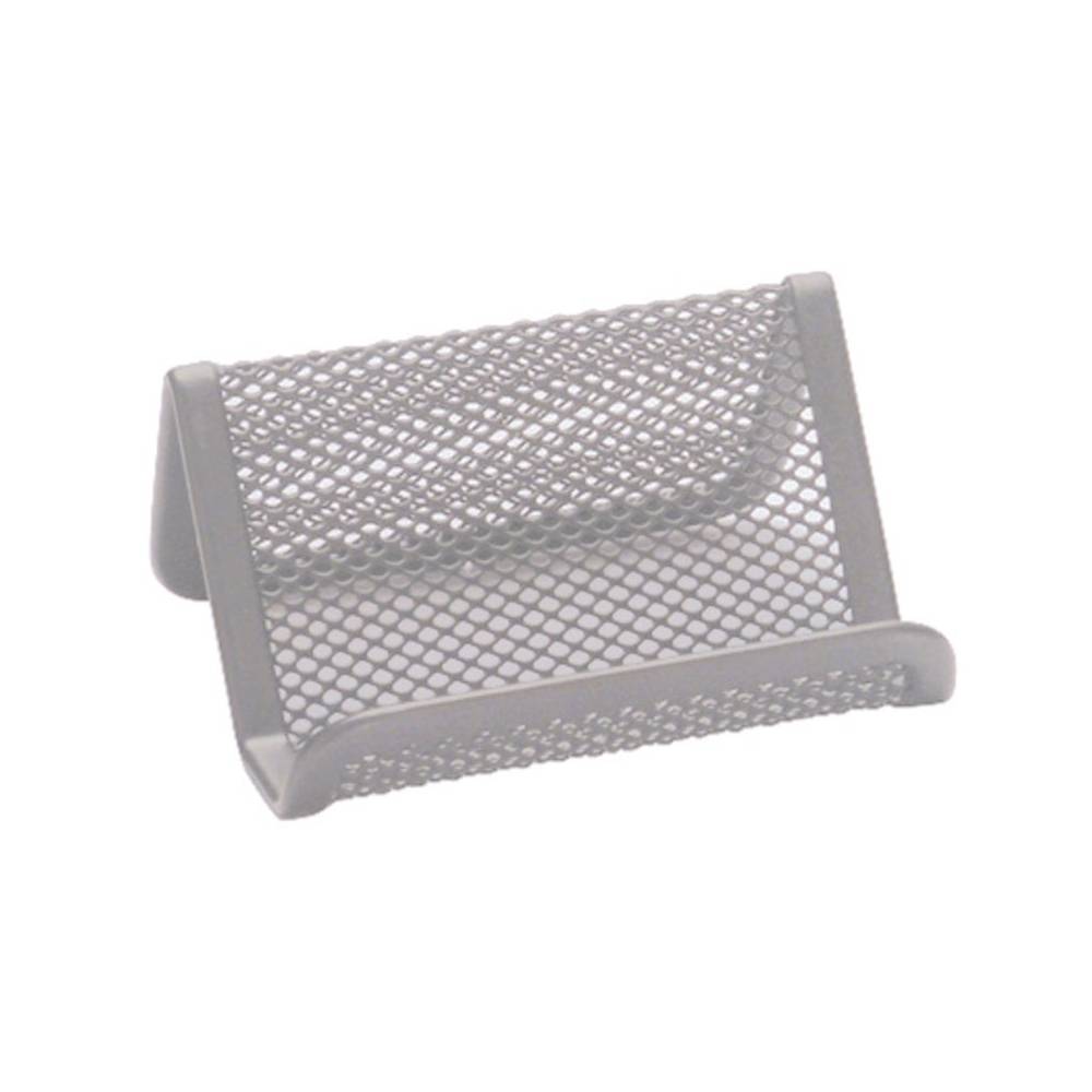 Portatarjetas q-connect metalico plata 11x7,5x5 cm