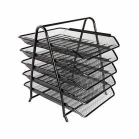 Bandeja sobremesa metalica q-connect kf18474 rejilla negro 5 bandejas movibles 350x275x375 mm