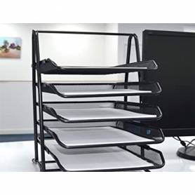 Bandeja sobremesa metalica q-connect kf18474 rejilla negro 5 bandejas movibles 350x275x375 mm