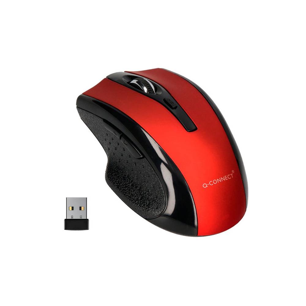 Raton q-connect optico inalambrico 1000 dpi receptor usb 2,4 ghz rojo