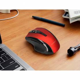 Raton q-connect optico inalambrico 1000 dpi receptor usb 2,4 ghz rojo