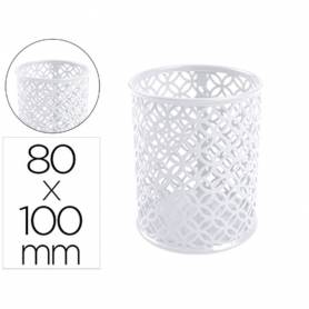 Cubilete portalapices q-connect blanco metal redondo diametro 80 mm alto 100 mm