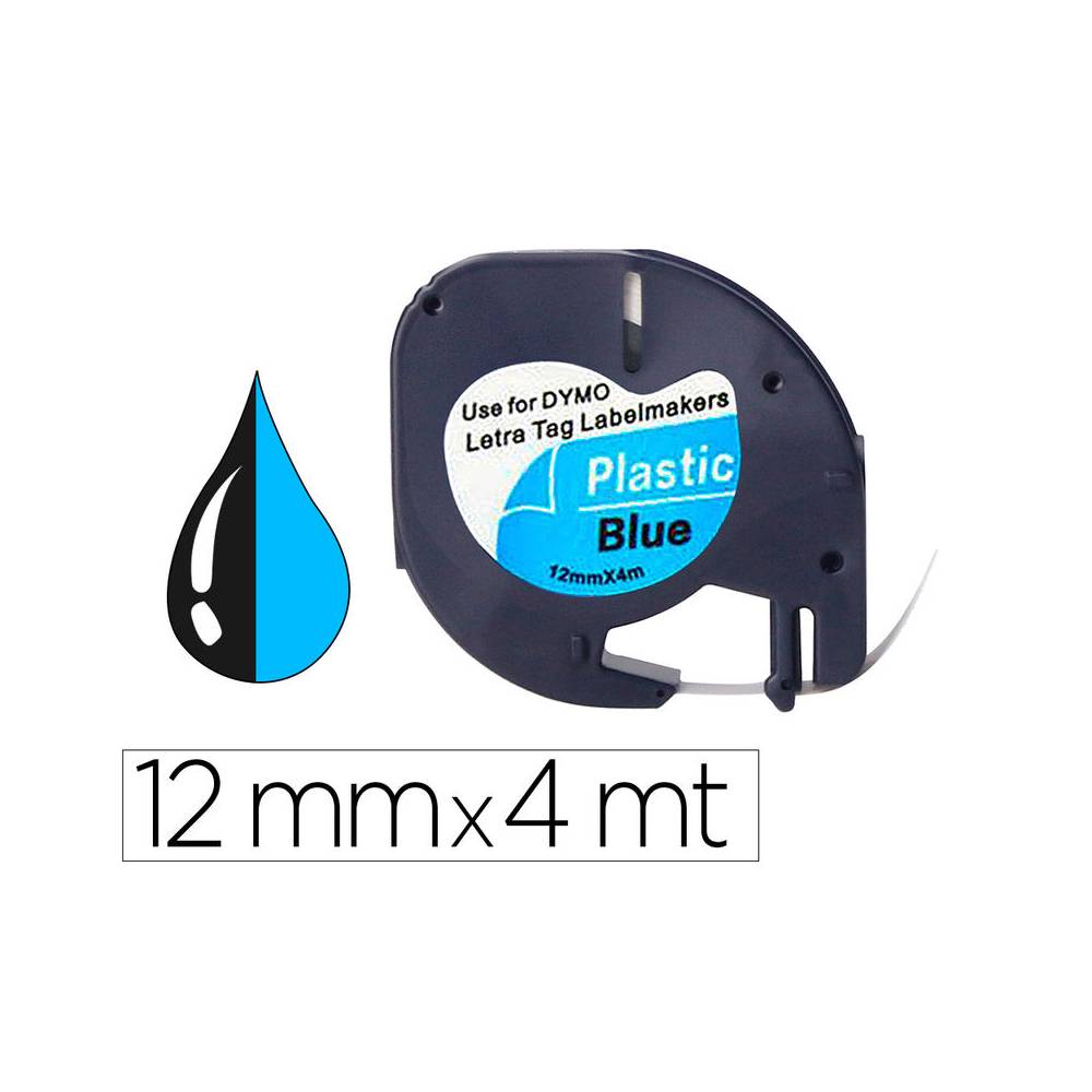 Cinta q-connect 12mm x 4mt negro-ultra azul para maquina letratag