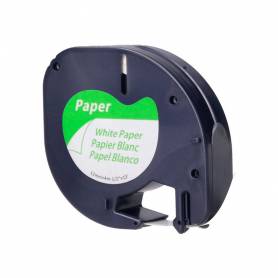 Cinta q-connect papel 12mm x 4mt negro-blanco para letratag