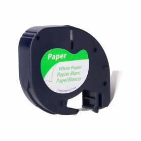 Cinta q-connect papel 12mm x 4mt negro-blanco para letratag