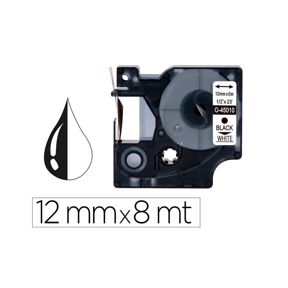 Cinta q-connect mk-221 blanco-negro 9mm longitud 8 mt