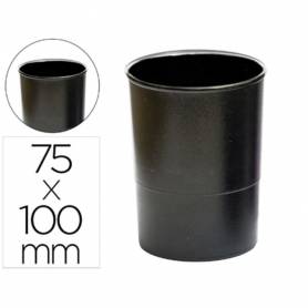 Cubilete portalapices q-connect negro opaco plastico 100% reciclado redondo diametro 75 mm alto 100 mm