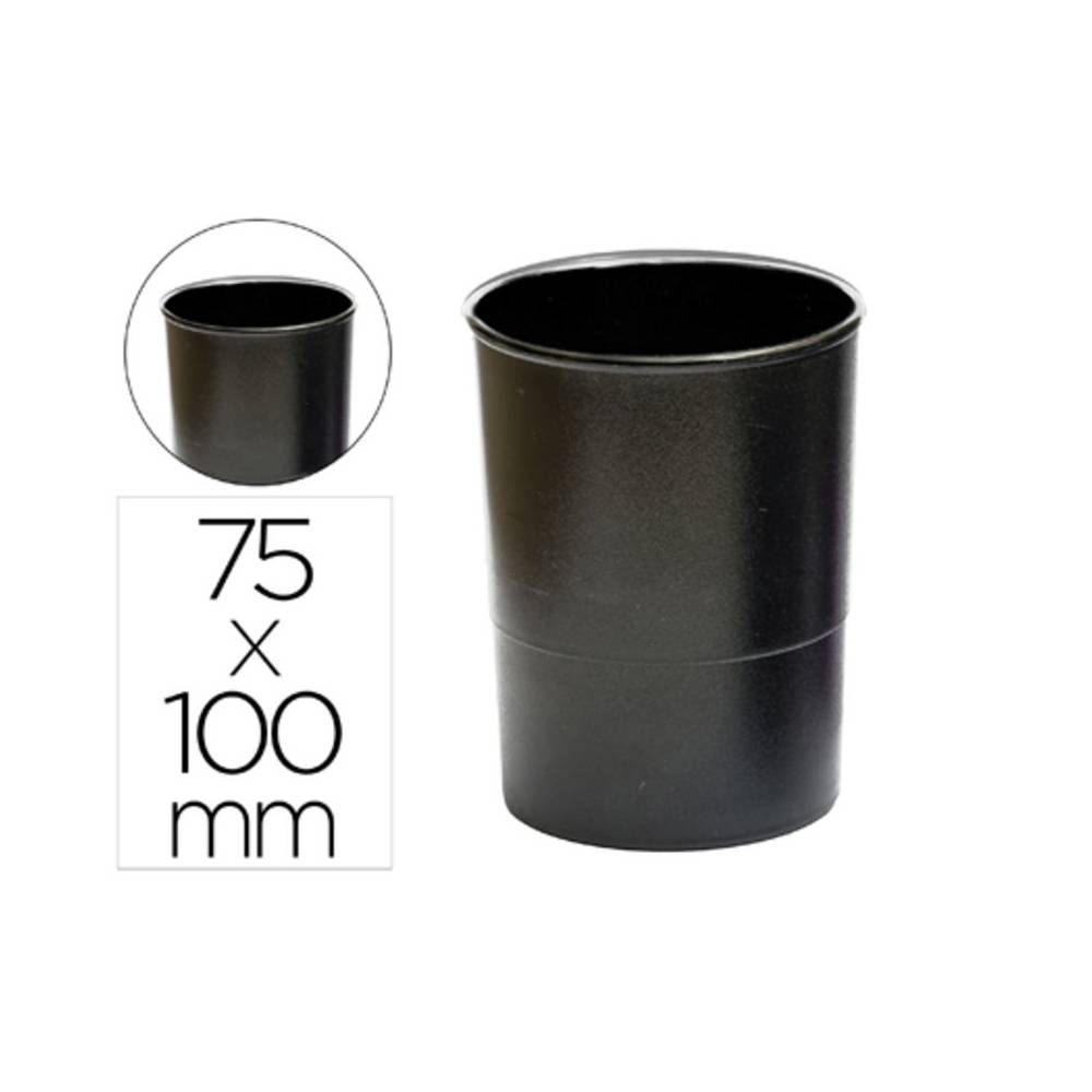 Cubilete portalapices q-connect negro opaco plastico 100% reciclado redondo diametro 75 mm alto 100 mm