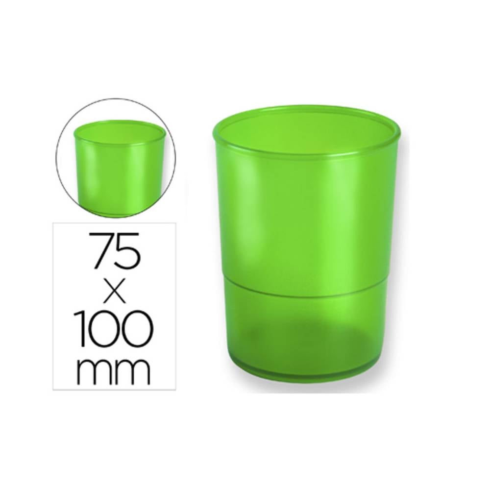 Cubilete portalapices q-connect verde translucido plastico diametro 75 mm alto 100 mm