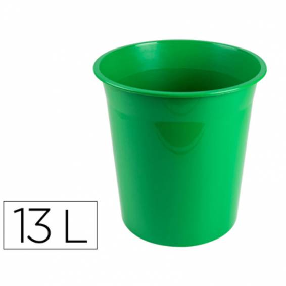 Papelera plastico q-connect verde opaco 13 litros 275x285 mm