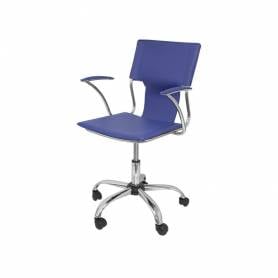 Silla giratoria pyc respaldo medio regulable en altura similpiel azul 860+90x480x440 mm