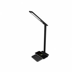 Lampara de oficina q-connect sobremesa profesional abs 48 leds 5w sensor 5 niveles cargador movil color negro