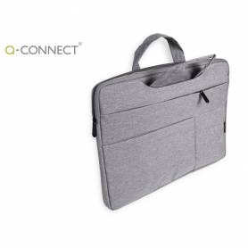 Funda para portatil q-connect 15,6/ con asas retractiles cremallera 3 bolsillos exteriores gris