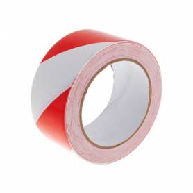 Cinta adhesiva q-connect de seguridad rojo y blanco 20 mt x 48 mm