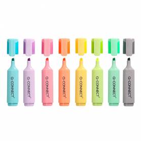 Rotulador q-connect fluorescente pastel punta biselada estuche de sobremesa 8 colores surtidos