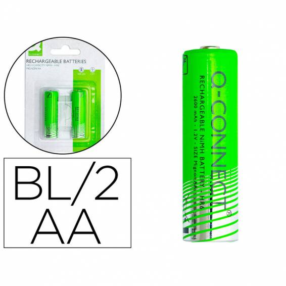 Pila q-connect alcalina aa recargable blister de 2 unidades