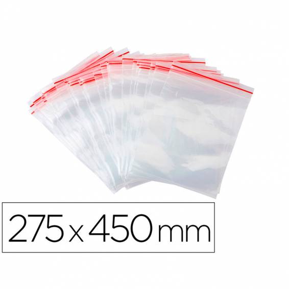 Bolsa plastico autocierre q-connect 275x450 mm paquete de 100 unidades