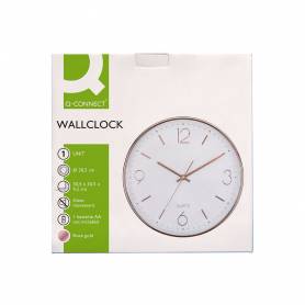 Reloj q-connect de pared metalico redondo 30,5 cm movimiento silencioso color rosa dorado