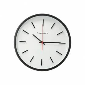 Reloj q-connect de pared de plastico redondo 34,4 cm movimiento silencioso color negro