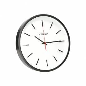 Reloj q-connect de pared de plastico redondo 34,4 cm movimiento silencioso color negro