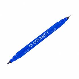 Rotulador q-connect marcador permanente doble punta color azul 0,4 mm y 1 mm