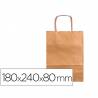 Bolsa papel q-connect kraft natural liso xs con asa retorcida 180x240x80 mm - KF03737