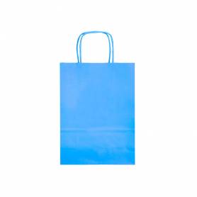 Bolsa papel q-connect celulosa celeste xs con asa retorcida 180x240x80 mm