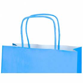 Bolsa papel q-connect celulosa celeste xs con asa retorcida 180x240x80 mm