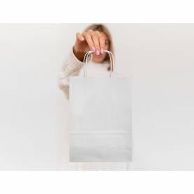 Bolsa papel q-connect celulosa blanco s con asa retorcida 240x320x10 mm