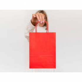 Bolsa papel q-connect celulosa rojo s con asa retorcida 240x320x10 mm