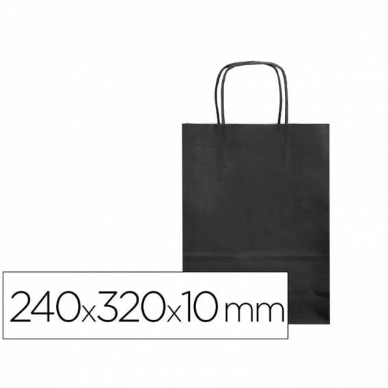 Bolsa papel q-connect celulosa negro s con asa retorcida 240x320x10 mm