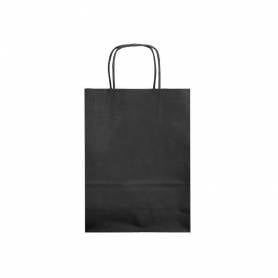 Bolsa papel q-connect celulosa negro s con asa retorcida 240x320x10 mm