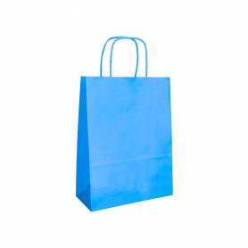 Bolsa papel q-connect celulosa celeste s con asa retorcida 240x320x10 mm